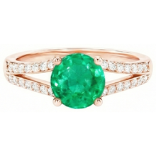 2.85 Ct Round Cut Green Emerald With Natural Earth Mined Diamond 14K Rose Gold