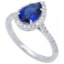 2.88 Carats Pear Cut Sri Lanka Blue Sapphire Natural Earth Mined Diamond Anniversary Ring