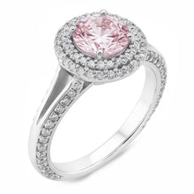 2.88 Ct. Halo Style Round Pink Sapphire Engagement Ring Gemstone