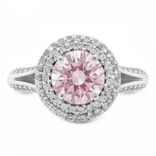 2.88 Ct. Halo Style Round Pink Sapphire Engagement Ring Gemstone