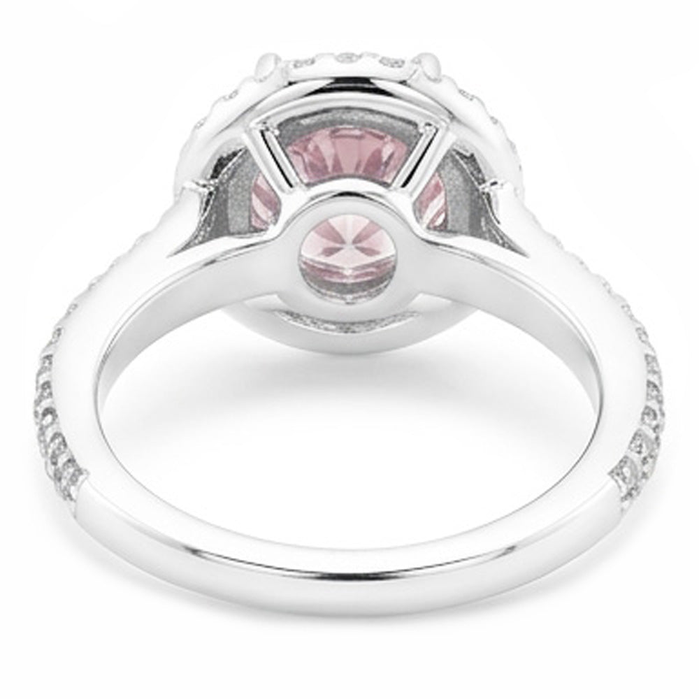 2.88 Ct. Halo Style Round Pink Sapphire Engagement Ring Gemstone
