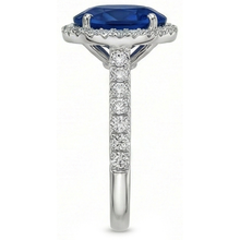 natural round sapphire 2.90ct ring profile view