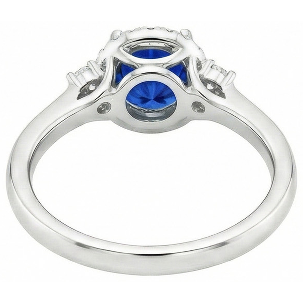 natural round sapphire 2.90ct ring on white background