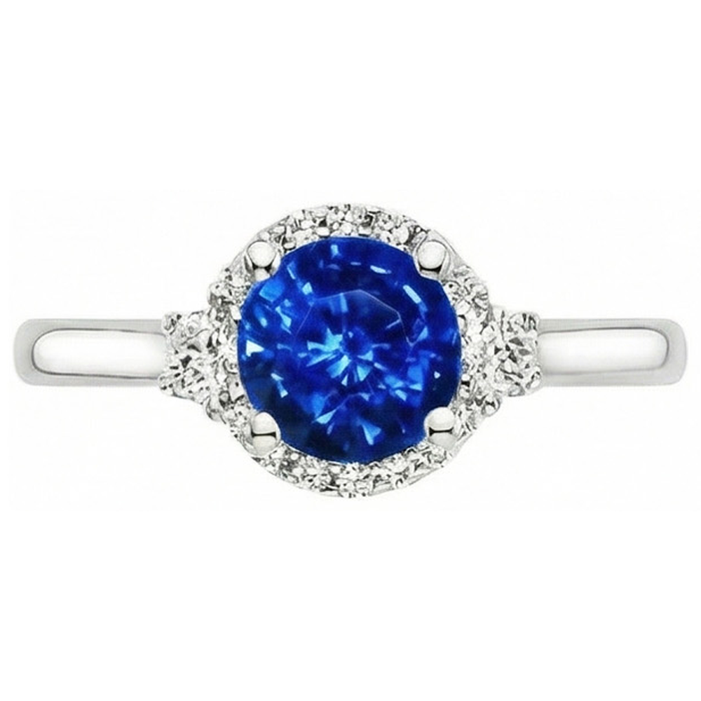 natural round sapphire 2.90ct ring side angle