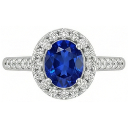 2.90 Ct Sri Lanka Blue Sapphire With Natural Earth Mined Diamond Ring White Gold 14K