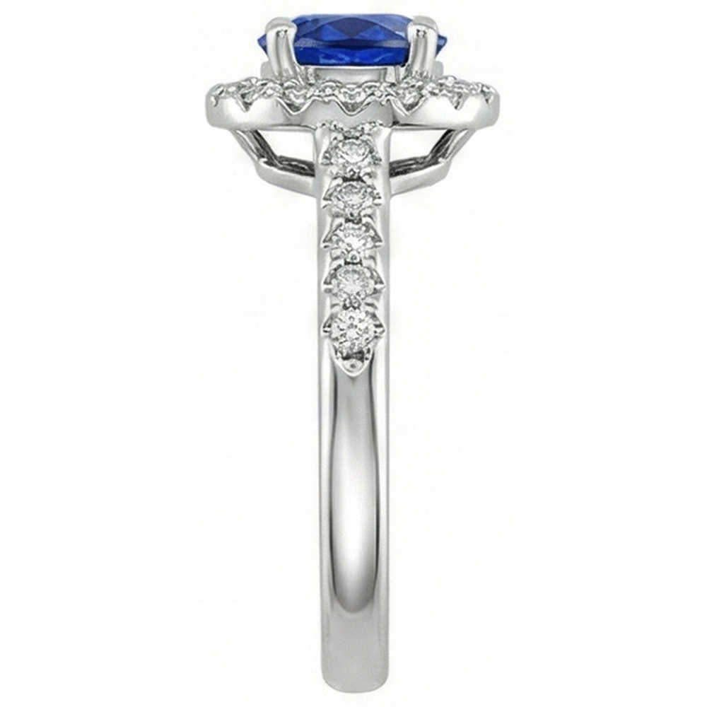 2.90 Ct Sri Lanka Blue Sapphire With Natural Earth Mined Diamond Ring White Gold 14K