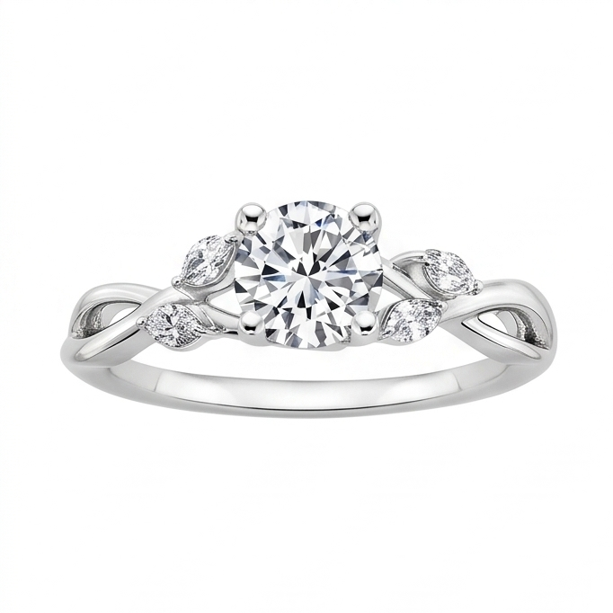 2.94 Carats Round And Marquise Cut Natural Earth Mined Diamonds Anniversary Ring White Gold