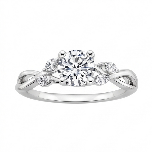 2.94 Carats Round And Marquise Cut Natural Earth Mined Diamonds Anniversary Ring White Gold