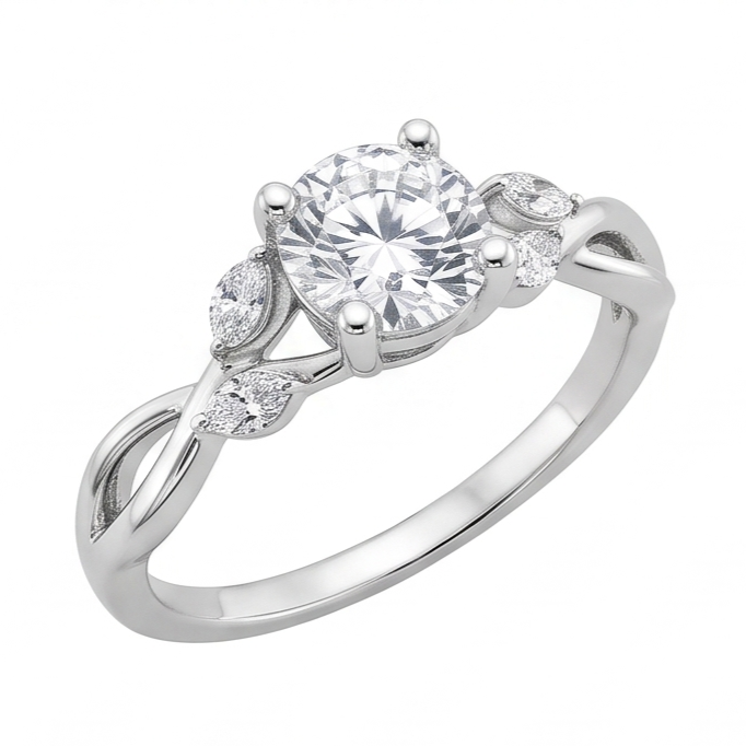 2.94 Carats Round And Marquise Cut Natural Earth Mined Diamonds Anniversary Ring White Gold