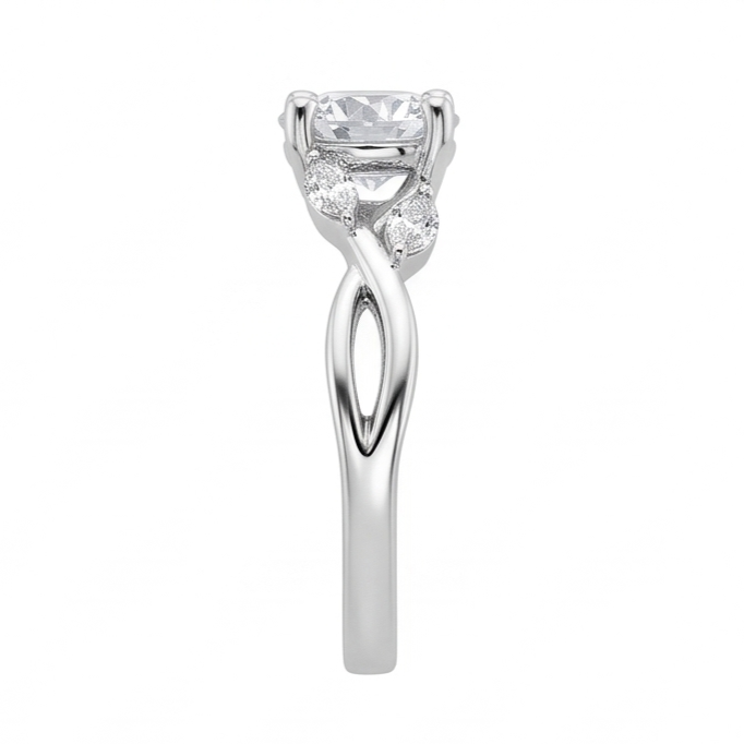 2.94 Carats Round And Marquise Cut Natural Earth Mined Diamonds Anniversary Ring White Gold