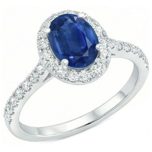 2 Carat Blue Sapphire Natural Earth Mined Diamond Ring