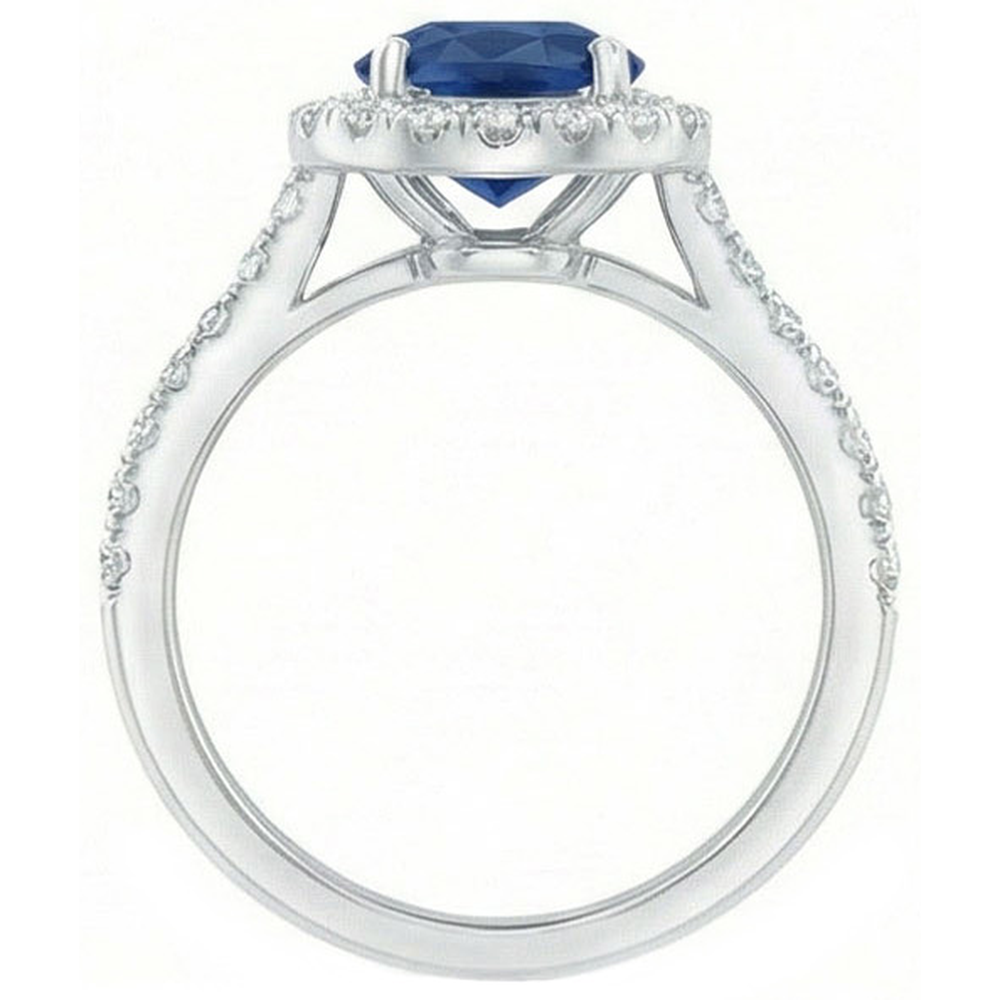 2 Carat Blue Sapphire Natural Earth Mined Diamond Ring
