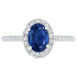 2 Carat Blue Sapphire Natural Earth Mined Diamond Ring