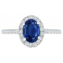 2 Carat Blue Sapphire Natural Earth Mined Diamond Ring