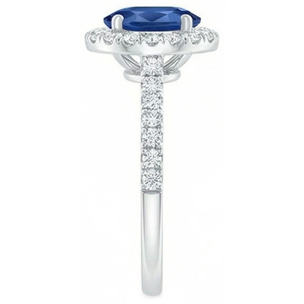 2 Carat Blue Sapphire Natural Earth Mined Diamond Ring