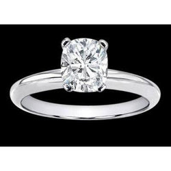 2 Carat Cushion Real Diamond Solitaire Ring White Gold 14K