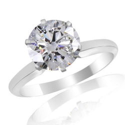 2 Carat Diamond Solitaire Real Wedding Ring White Gold 14K