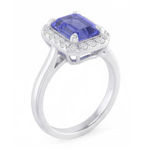 2 Carat Emerald Cut Sapphire Halo Ring