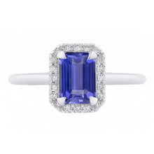2 Carat Emerald Cut Sapphire Halo Ring