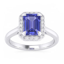 2 Carat Emerald Cut Sapphire Halo Ring