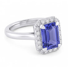 2 Carat Emerald Cut Sapphire Halo Ring