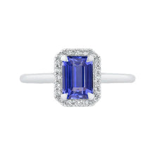 2 Carat Emerald Cut Sapphire Halo Ring