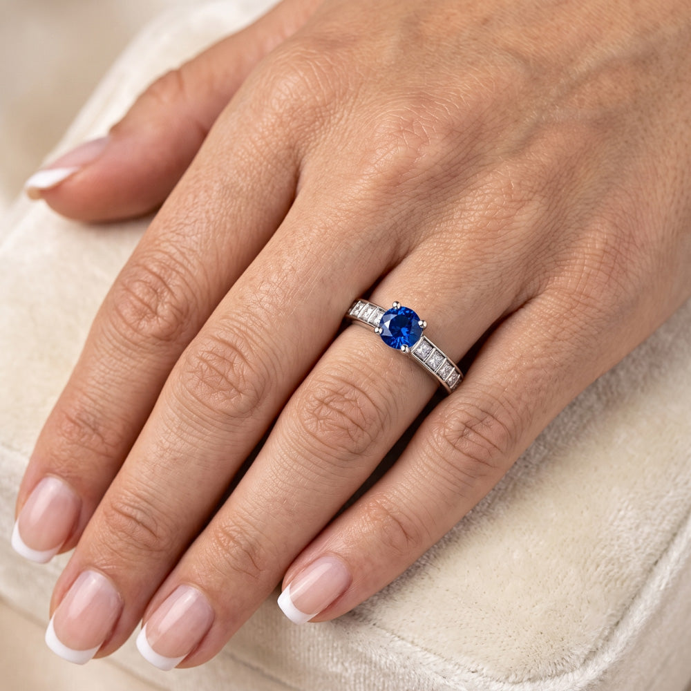 2 Carat Genuine Ceylon Sapphire Womens Ring