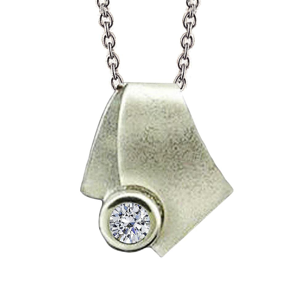 2 Carat Genuine Diamond Solitaire Pendant White Gold Necklace