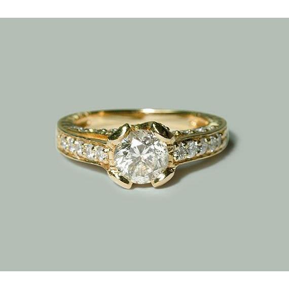 2 Carat Genuine Diamonds Jewelry Engagement Ring Yellow Gold