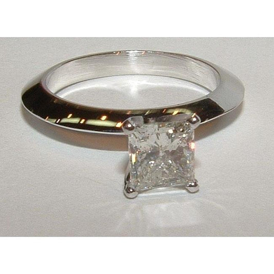 2 Carat Genuine Princess Diamond Solitaire Wedding Ring
