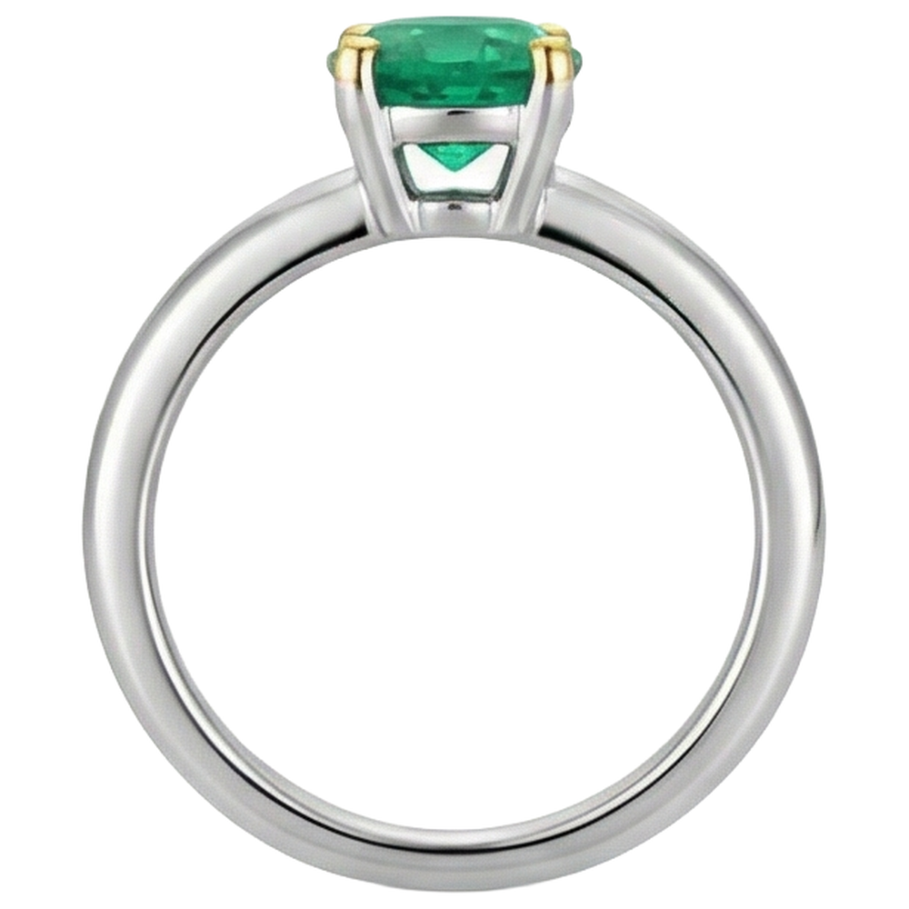 Earth-Mined Colombian Emerald Gemstone Ring – top view