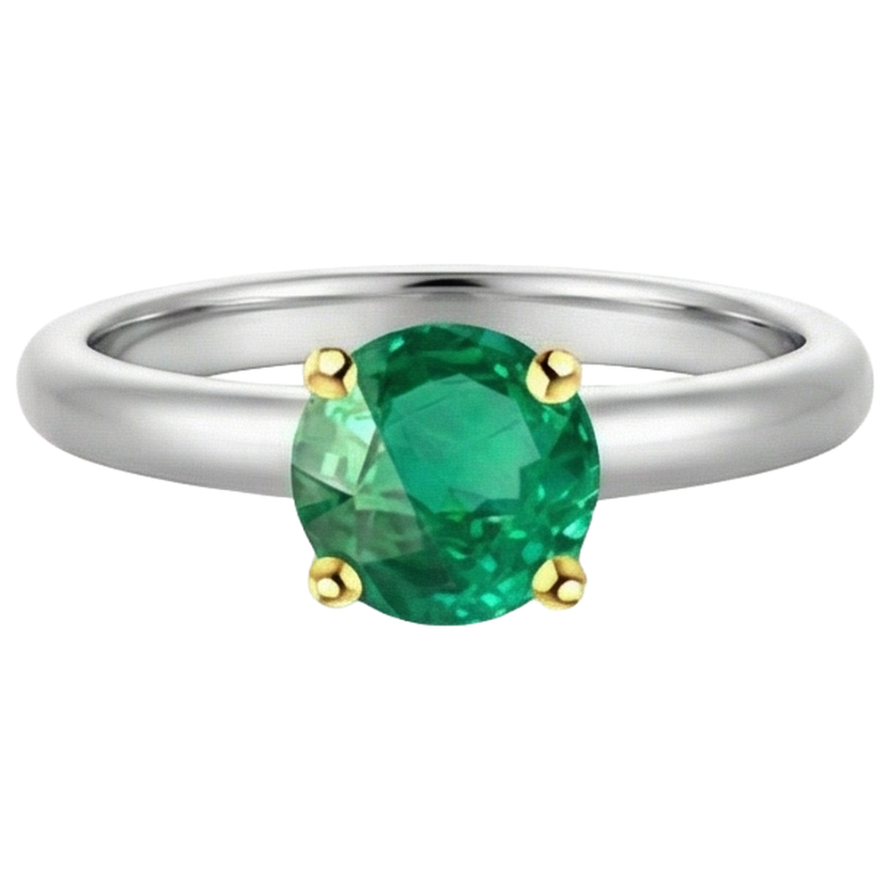 Earth-Mined Colombian Emerald Gemstone Ring – front view