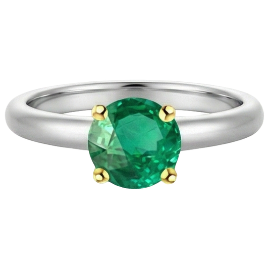 Earth-Mined Colombian Emerald Gemstone Ring – front view