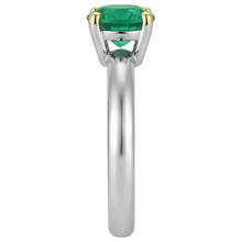Gemstone Ring 14 Karat Two Tone Gold with Colombian Emerald – profile view