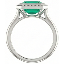 Precious Stone Ring 14K Two Tone Gold with Colombian Emerald – top view