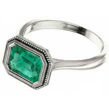 Natural Colombian Emerald Precious Stone Ring 2 ct 14K Two Tone Gold – angle view