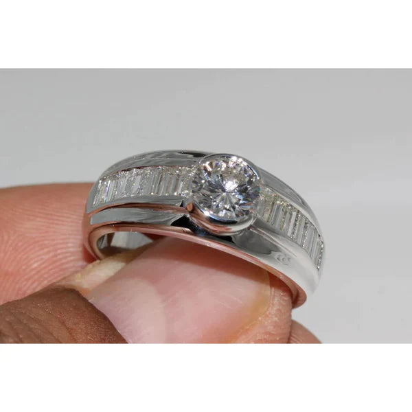 2 Carat Natural Diamonds Engagement Ring Men's Band White Gold 14K