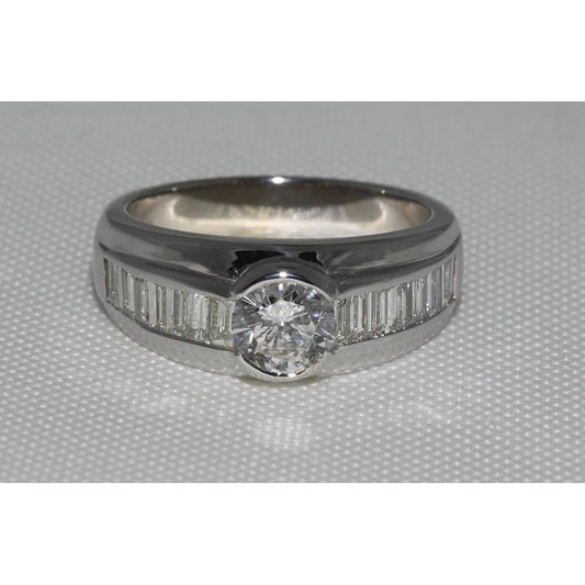 2 Carat Natural Diamonds Engagement Ring Men's Band White Gold 14K
