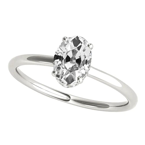 2 Carat Oval Real Diamond Solitaire Wedding Ring