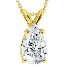 2 Carat Pear Real Diamond Solitaire Pendant