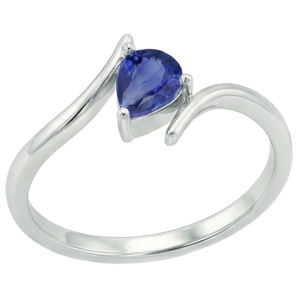 2 Carat Pear Solitaire White Gold Ring Ceylon Sapphire Tension Style