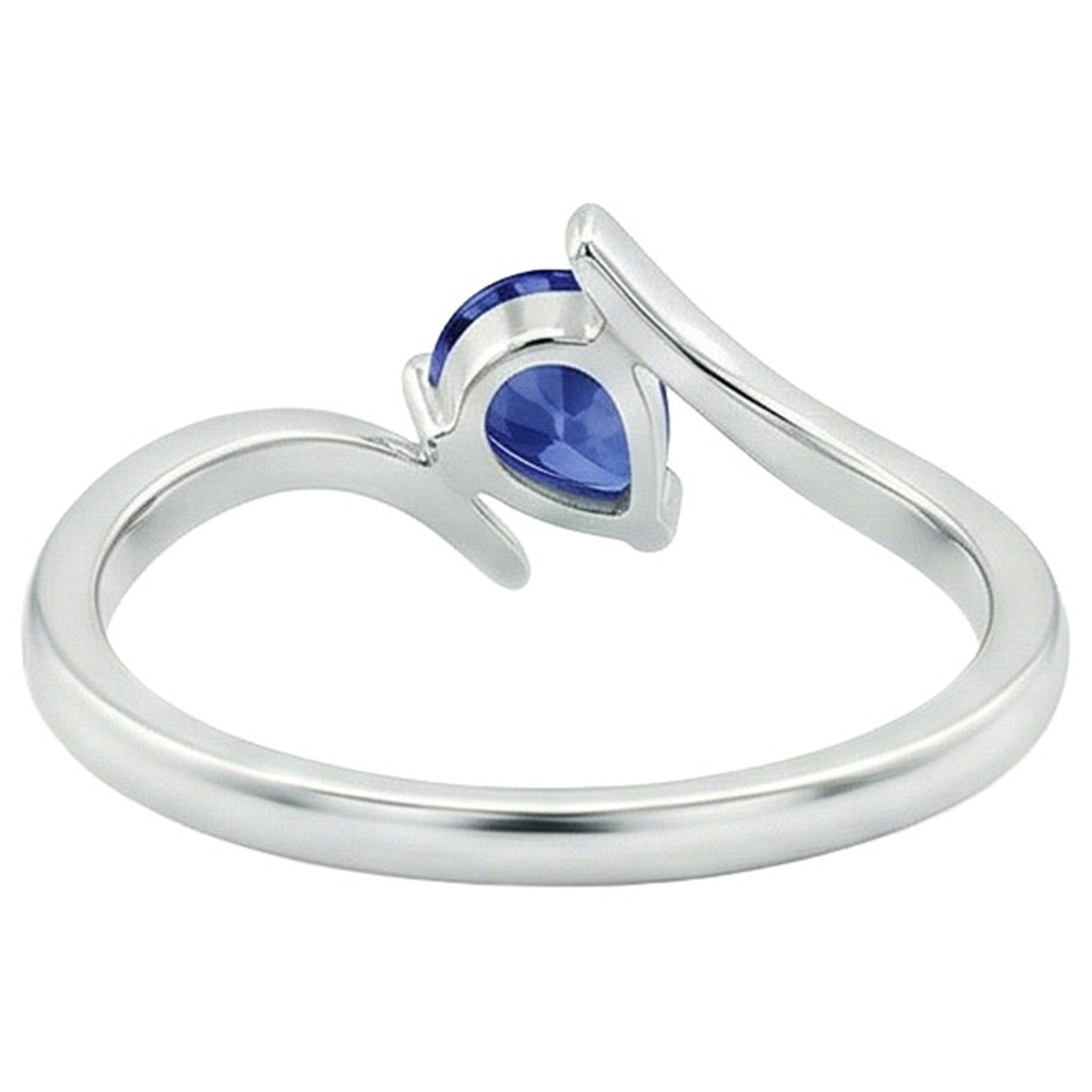 2 Carat Pear Solitaire White Gold Ring Ceylon Sapphire Tension Style