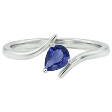 2 Carat Pear Solitaire White Gold Ring Ceylon Sapphire Tension Style