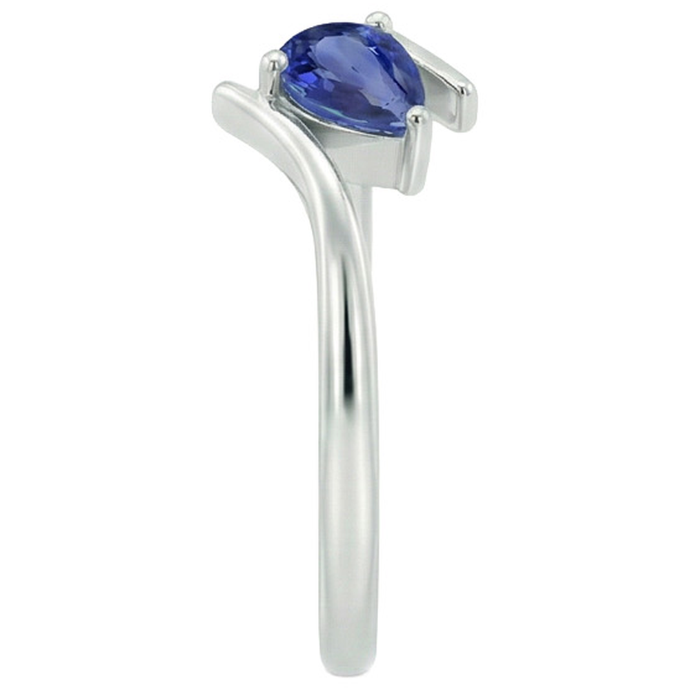 2 Carat Pear Solitaire White Gold Ring Ceylon Sapphire Tension Style