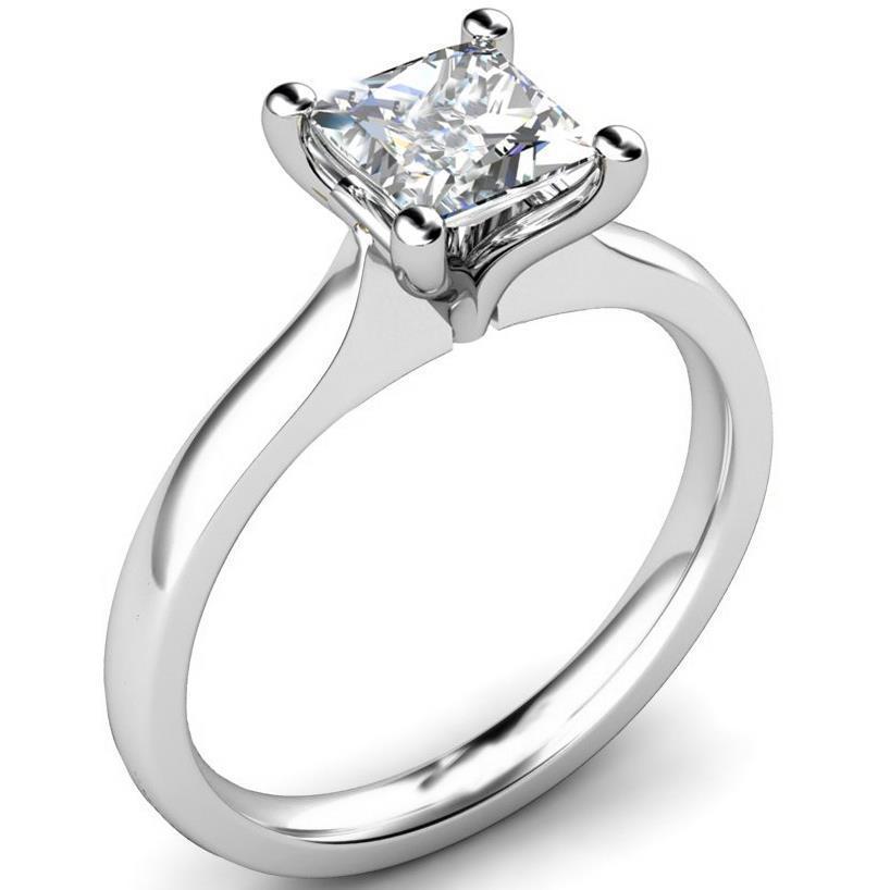 2 Carat Princess Cut Genuine Diamond Engagement Ring 14K Gold White