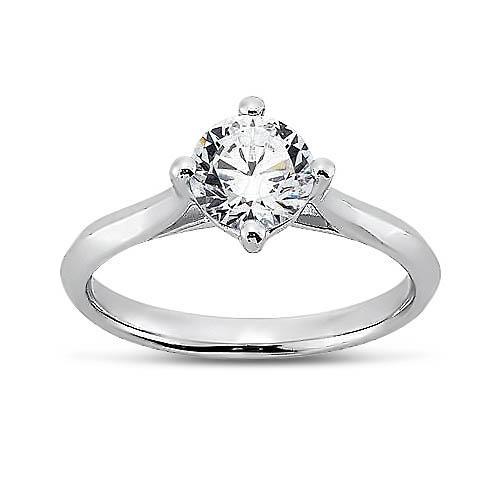 Genuine 2 Carat Prong Setting Round Brilliant Diamond Solitaire Ring