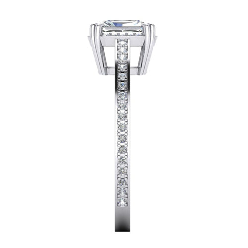 2 Carat Radiant Cut Real Diamond Ring Cathedral Setting Gold 14K