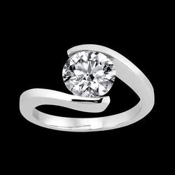 2 Carat Real Diamond Tension Like Setting Solitaire Ring