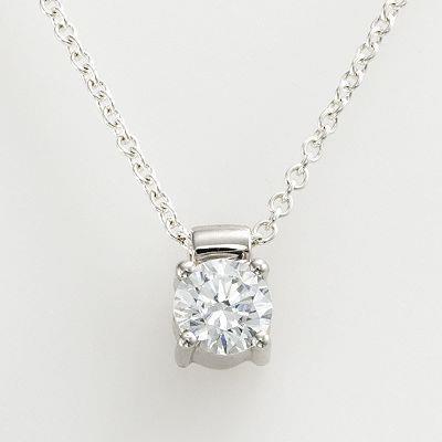 2 Carat Round Natural Diamond Necklace Pendant White Gold 14K
