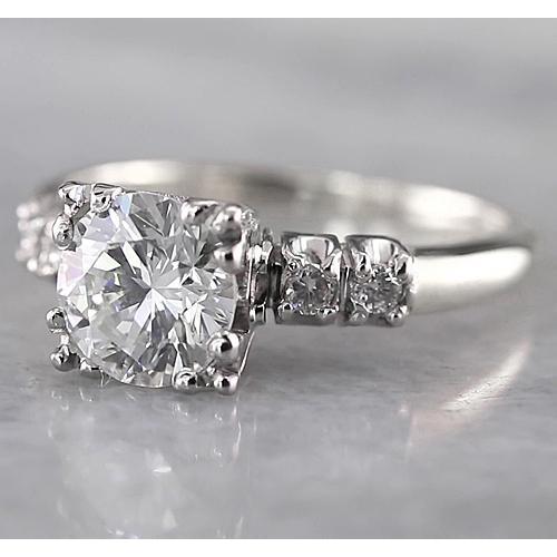 2 Carat Round Diamond Engagement Ring White Gold 14K